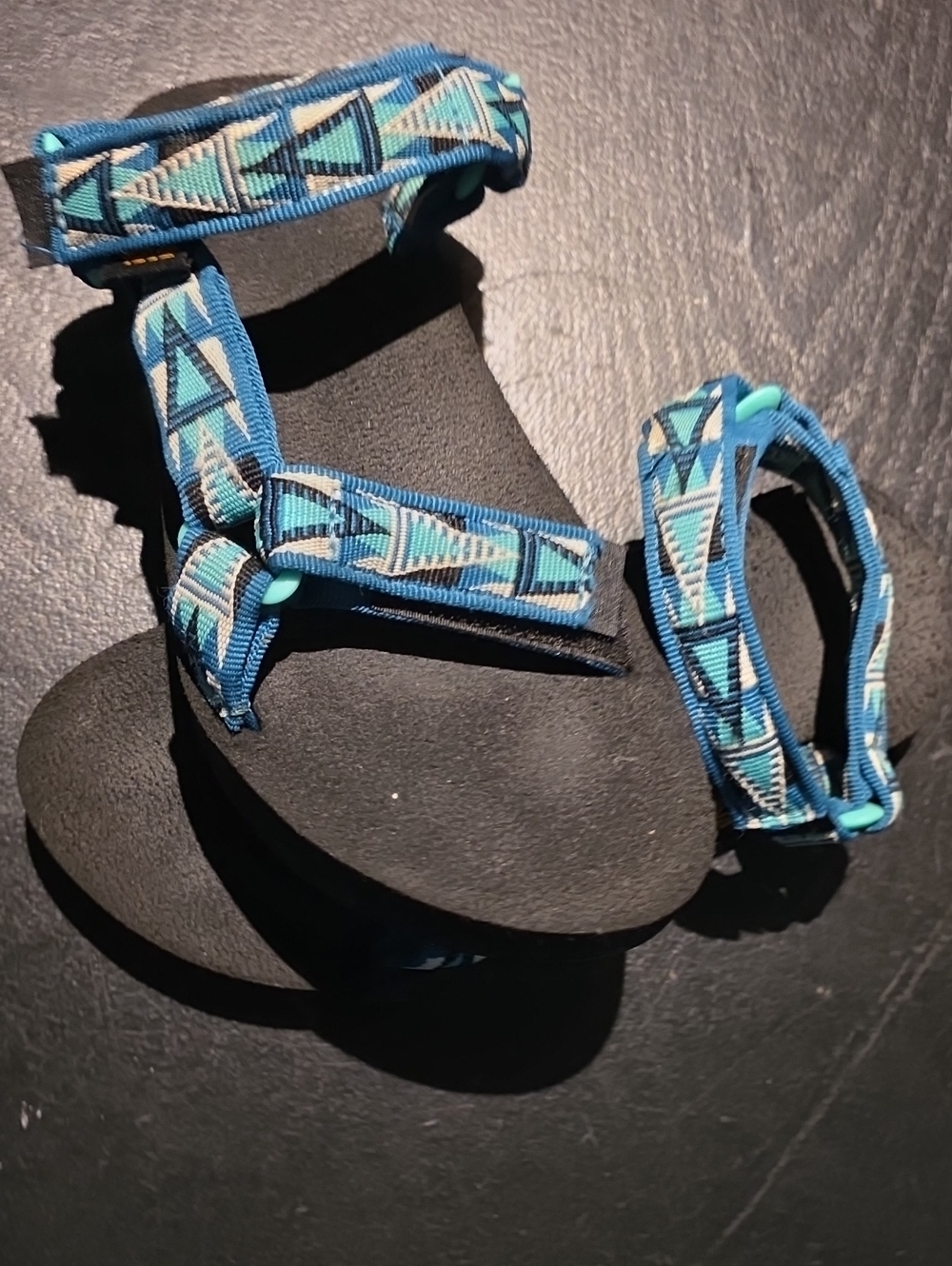 Blue Patterned Adjustable Strap Sandals